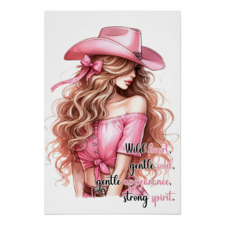 Affiche "Wild Heart, Gentle Soul" - Cowgirl-Design