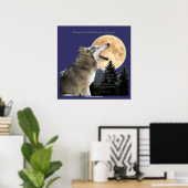 Affiche WOLF HOWL & MOON Art (Bureau à domicile)