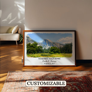 Affiche Yosemite Half Dome Californie, Aquarelle,
