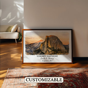Affiche Yosemite Half Dome Californie, Aquarelle,