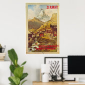 Affiche Zermatt Suisse Switzerland Gornergratbahn (Bureau à domicile)