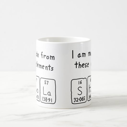 Afficher la tasse de nom de table périodique (Centre)