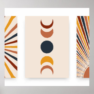 Affiches Abstraites de la lune Sun Boho