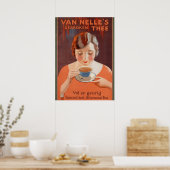 Affiches Annonces Vintage, Femme Boire Thé (Cuisine)