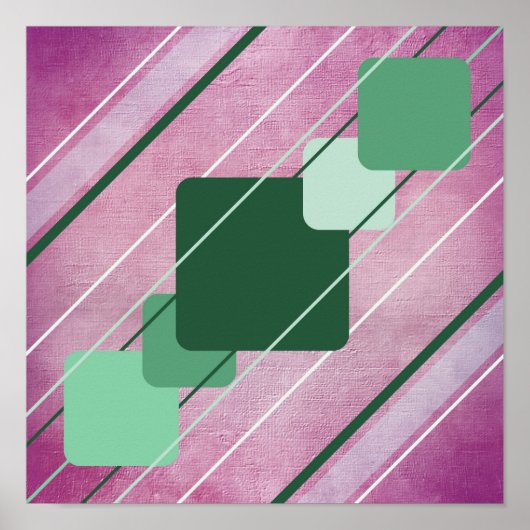 Affiches AP0010 Toile Fuchsia Vert Géométrique (Devant)
