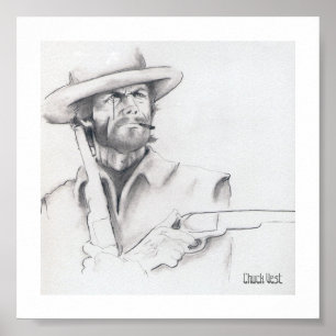 Affiches d'art de crayon de Clint Eastwood