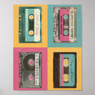Affiches d'art graphique de cassettes rétro vintag