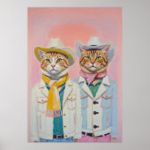 Affiches d'art mural tendance Chats Cowboy Pastel (Devant)