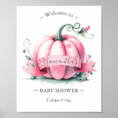 Affiches de Baby Shower Citrouille Rose (Devant)