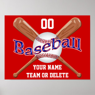 Affiches de baseball rouge blanc et bleu PERSONNAL