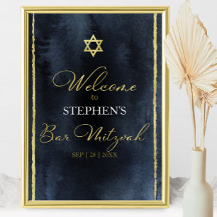 Affiches de bienvenue Bar Mitzvah Aquarelle Abst
