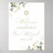 Affiches de bienvenue Bar Mitzvah | Eucalyptus dor (Devant)