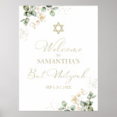 Affiches de bienvenue bat mitzvah | Eucalyptus dor (Devant)