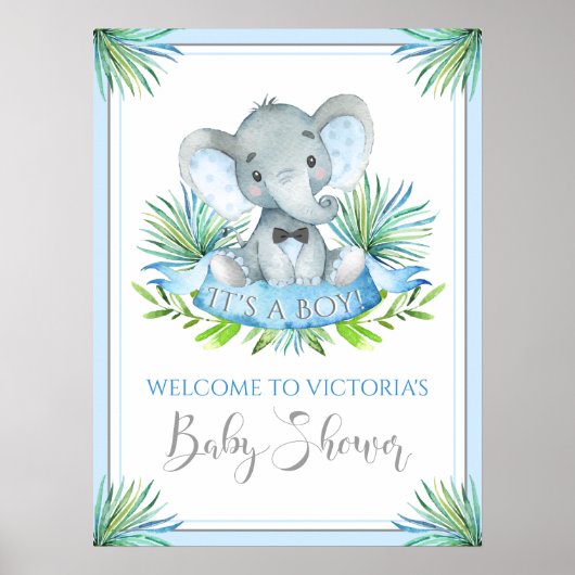 Affiches de bienvenue de Baby shower des éléphants (Devant)