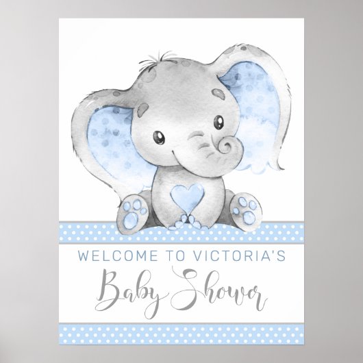 Affiches de bienvenue de Baby shower des éléphants (Devant)