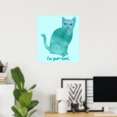 Affiches de chat abstraites bleu-vert parfaites (Bureau à domicile)