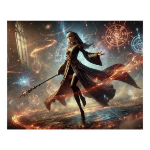 Affiches de Combat de Magiciennes Épiques Puissanc