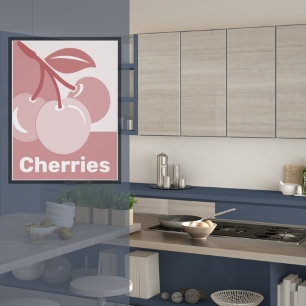 Affiches de cuisine cerises rose pastel suspendues