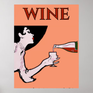 Affiches de dame vintage de vin Malbec