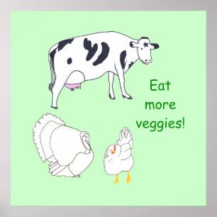 Affiches de dinde de vache de poulet mangez plus d