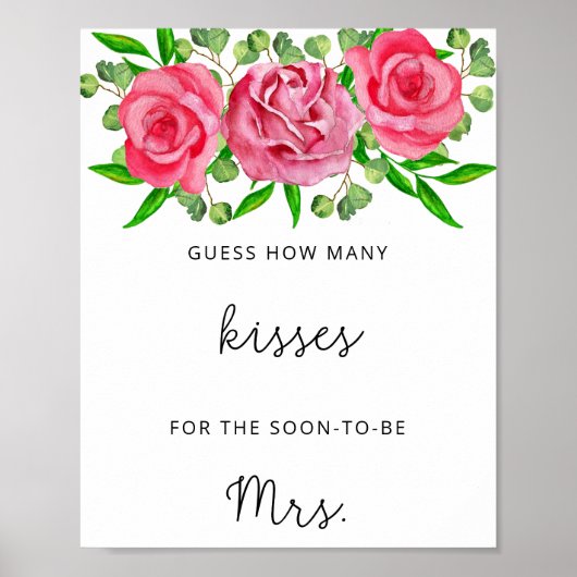 affiches de jeu de douche de mariée Roses combien  (Devant)
