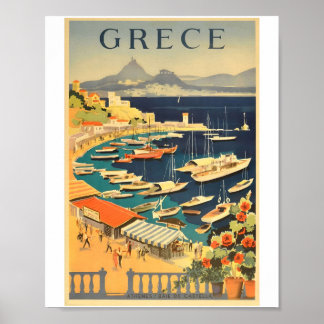 Affiches de les années 70 de voyage en Grèce vinta