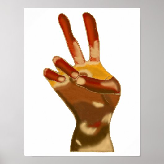 Affiches de main de signe de paix de tons de chair (Devant)