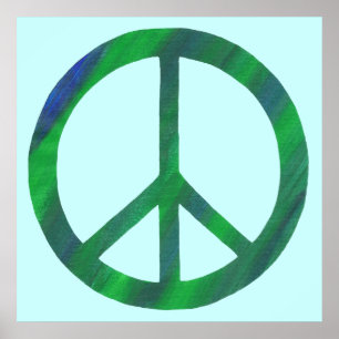 Affiches de pancarte de paix bleu et vert mélangés