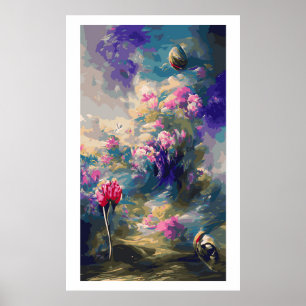 Affiches de paysage de fleurs abstraites surréalis