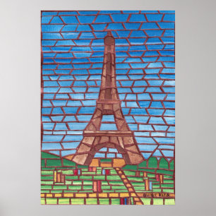 Affiches de peinture en mosaïque de la Tour Eiffel