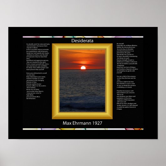 Affiches de réglage du soleil DESIDERATA (Devant)