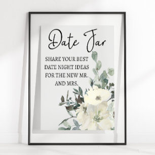 Affiches de roses blanches d'ivoire Fleurs Nuit de