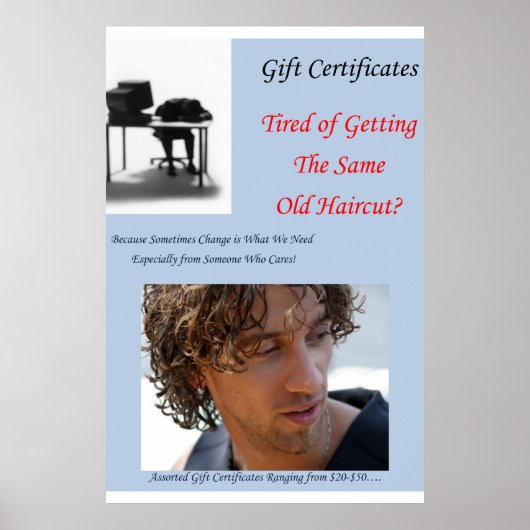 Affiches de salon de coiffure pour hommes Certific (Devant)