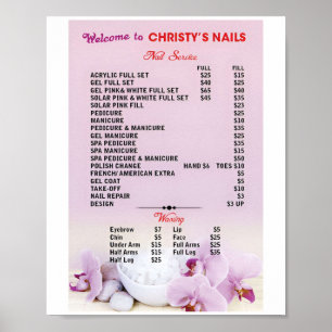 Affiches de salon d'ongles Price