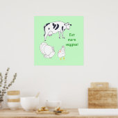 Affiches de vache dinde poulet Mangez plus de légu (Cuisine)