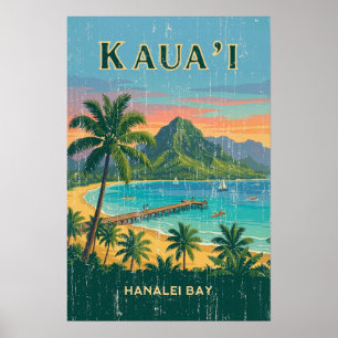 Affiches de voyage hawaïennes vintage - Kauai
