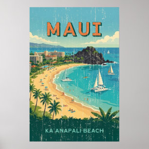 Affiches de voyage hawaïennes vintage - Maui