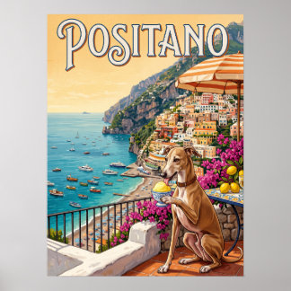 Affiches de voyage vintage | Positano Italie Chien