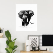 Affiches d'éléphants en noir et blanc (Bureau à domicile)