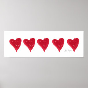 Affiches et copies rouges de coeurs