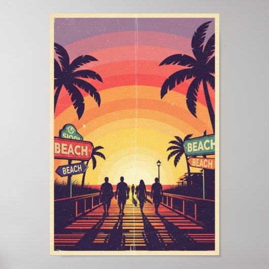 Affiches Impression de coucher de soleil sur la pl (Devant)
