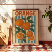 Affiches murales botaniques orange vintage | Cuisi