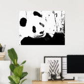 Affiches Panda - Visage de Panda Noir & Blanc (Bureau à domicile)