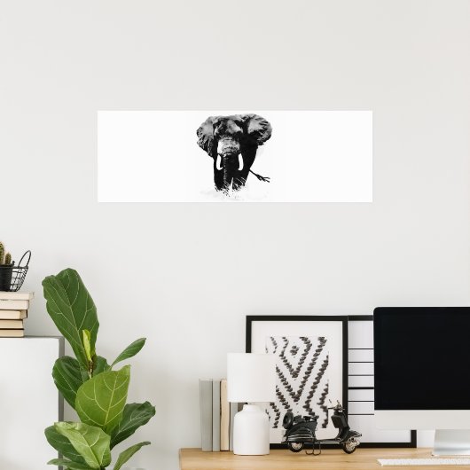 Affiches panoramiques d'éléphants B&W (Bureau à domicile)