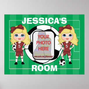 Affiches personnalisables de chambre fille de foot