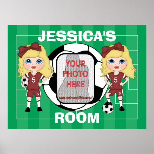 Affiches personnalisables de chambre fille de foot (Devant)