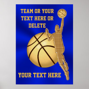 Affiches personnalisées de basket-ball Bleu et or
