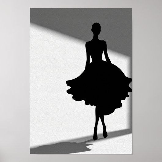 Affiches Silhouette de Mode Noir et Blanc (Devant)