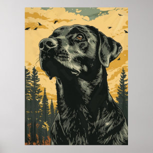 Affiches vintage de Labrador Retriever noir