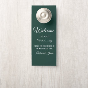 Affichette De Porte Accueil Mariage Émeraude Élégant Personnalisé